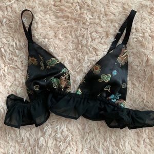Adorable silk bralette with dragon brocade print
